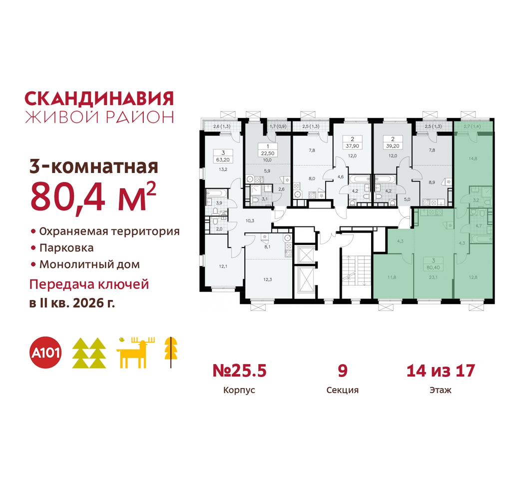 квартира г Москва п Сосенское жилой район «Скандинавия» б-р Скандинавский 25/5 Сосенское, Бутово фото 2