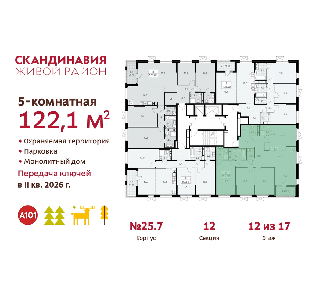 квартира г Москва п Сосенское жилой район «Скандинавия» б-р Скандинавский 25/7 Сосенское, Бутово фото 2