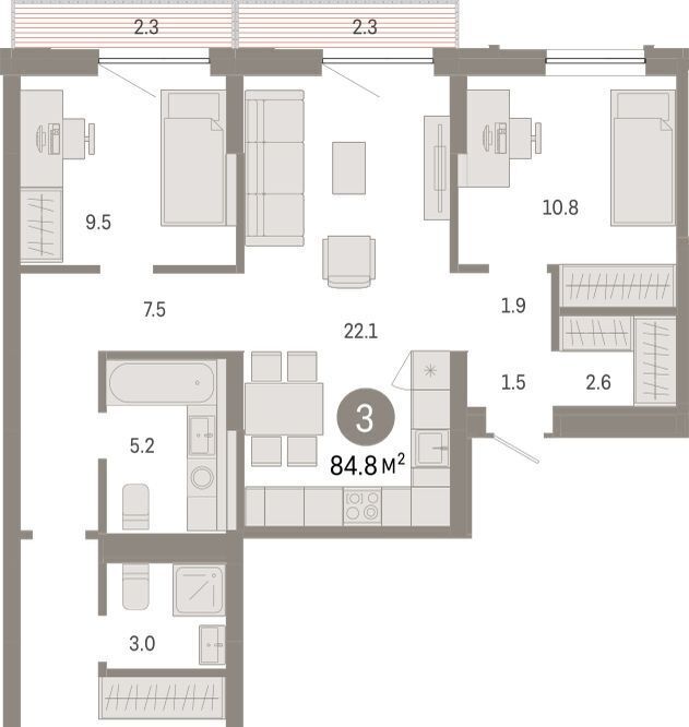 квартира г Тюмень р-н Калининский ул Краснооктябрьская 4к/4 фото 3