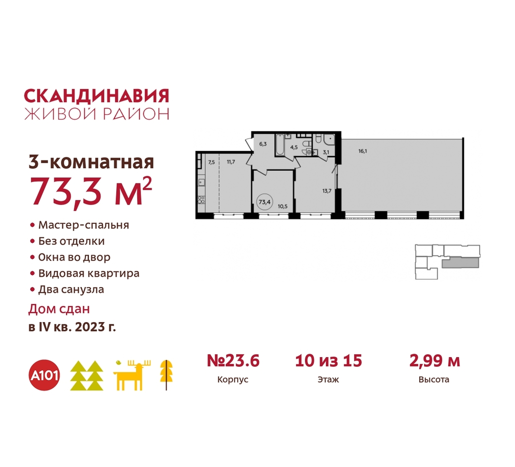 квартира г Москва п Сосенское жилой район «Скандинавия» пр-кт Куприна 1 Сосенское, корп. 2, Бутово фото 1