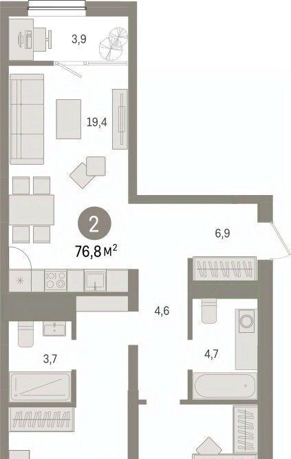 квартира г Тюмень р-н Центральный ул Мысовская 26к/1 фото 2