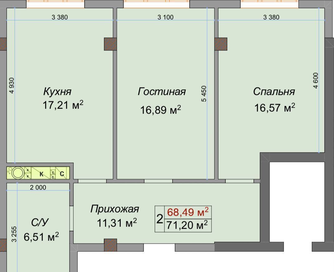 квартира г Нальчик Горная ул. Героя России Т. М. Тамазова, д. 3 фото 2