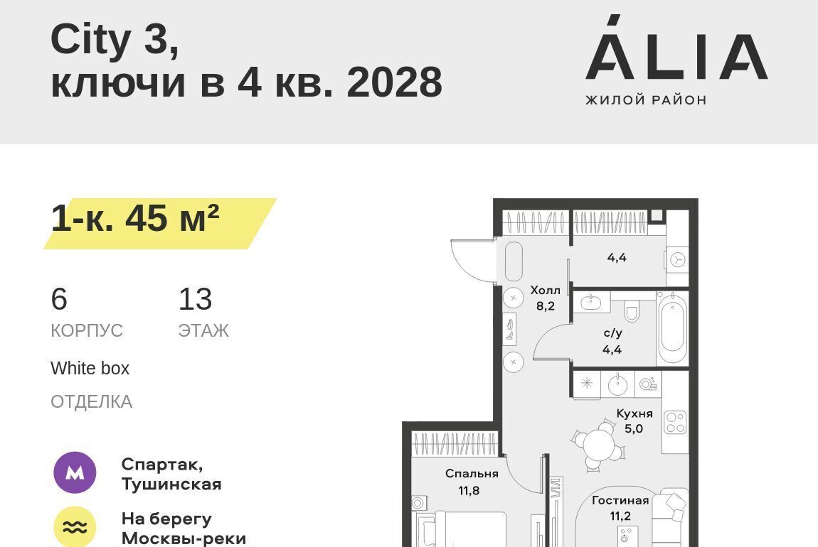 квартира г Москва метро Спартак ЖК Алиа 4-я оч., Ривер 1 блок фото 1