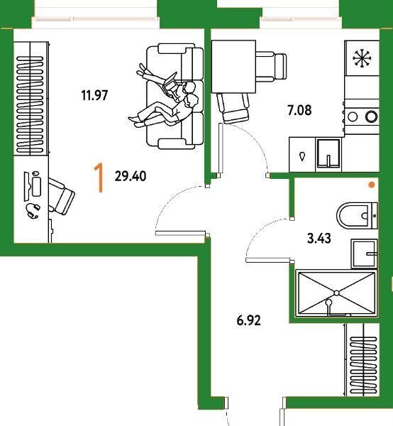 квартира г Тюмень р-н Калининский ул Андрея Кореневского 1 корп. 1 фото 16