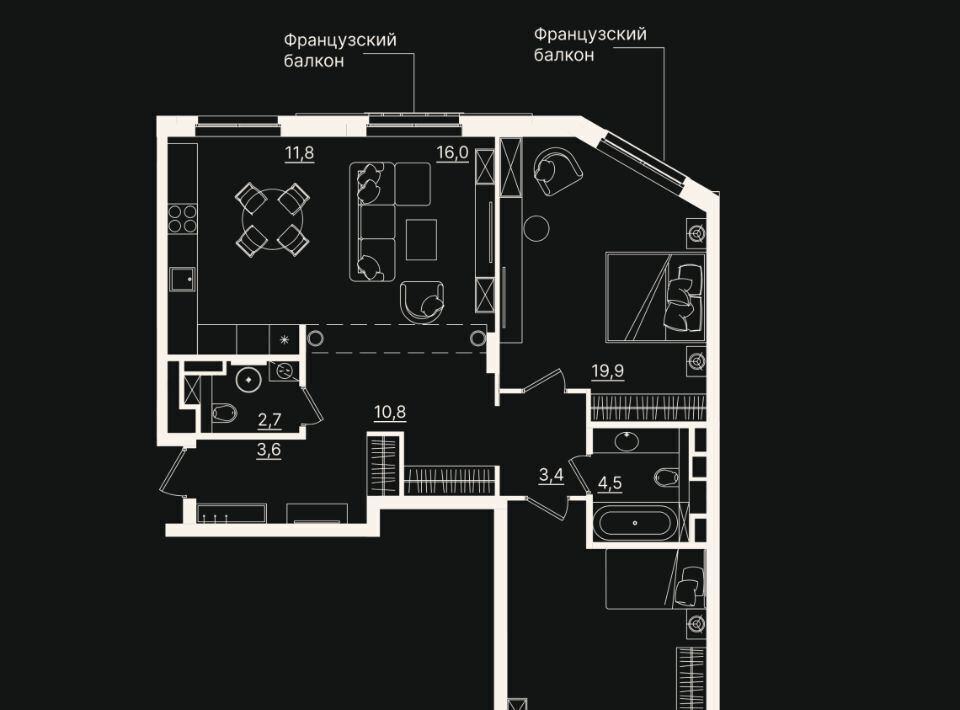 квартира г Тюмень р-н Центральный ул Щербакова 2к/5 фото 1