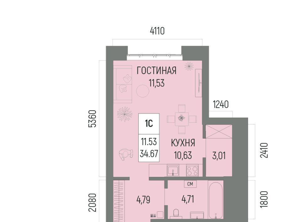 квартира г Уфа р-н Октябрьский ЖК «Новатор» 2 Глумилино-1 мкр фото 1