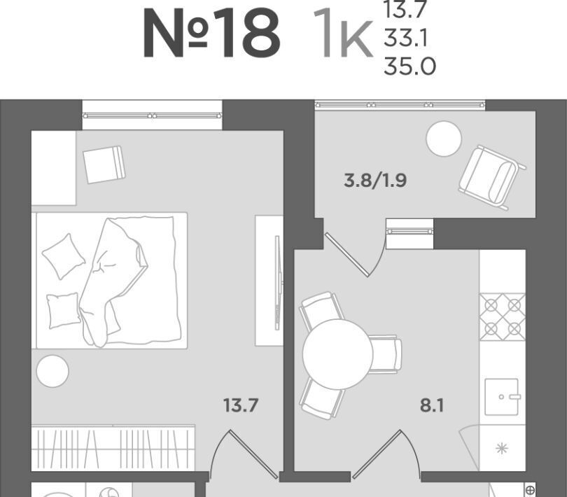 квартира г Пионерский ЖК «МС18» фото 1
