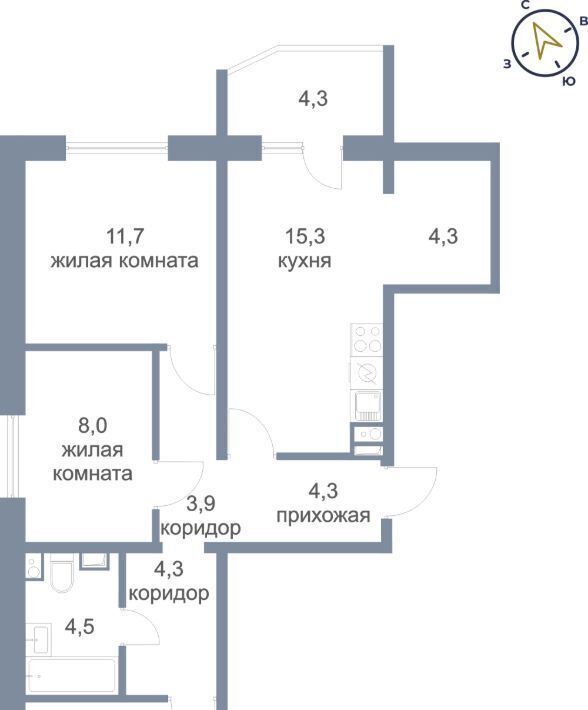 квартира г Нефтеюганск мкр 6-й ЖК «Сияние» фото 1