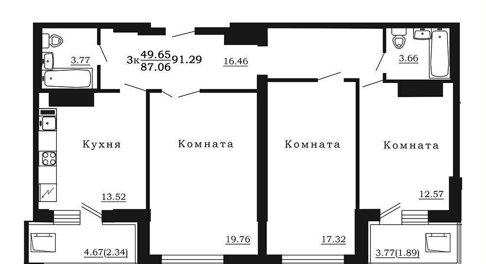 квартира г Самара р-н Ленинский Алабинская ул Маяковского 44 ЖК Маяковский NEW фото 1