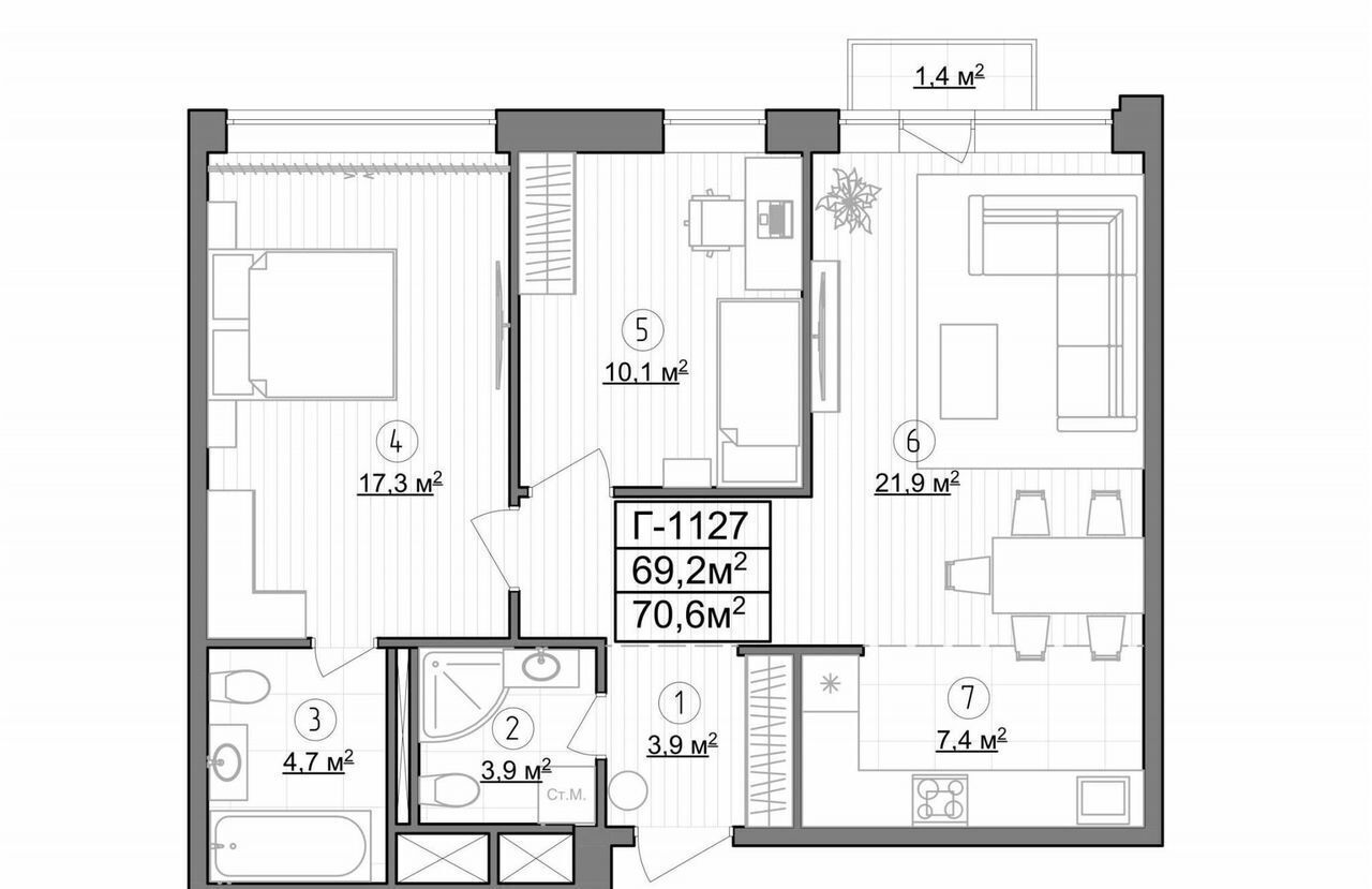 квартира г Москва метро Теплый Стан пр-кт Новоясеневский 3 фото 2