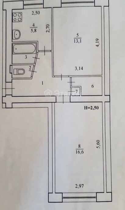 квартира г Волгоград р-н Краснооктябрьский ул им. маршала Еременко 100 фото 12