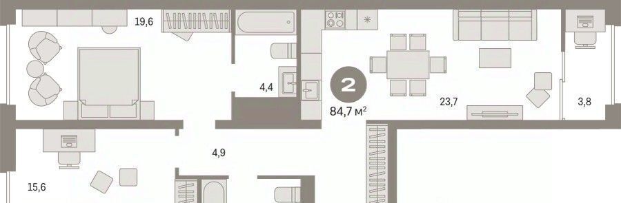 квартира г Сургут 35-й микрорайон ЖК квартал Новин 35-й фото 2