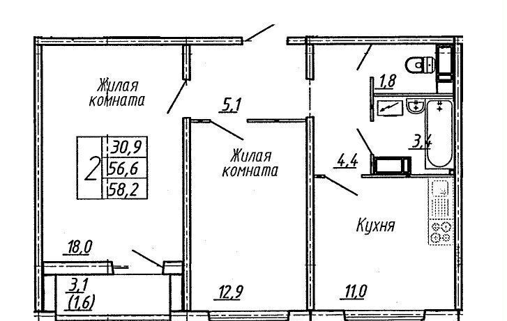 квартира г Воронеж р-н Центральный ул Шишкова 140б ЖК «‎Яблоневые Сады» фото 3