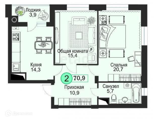 квартира г Ставрополь р-н Ленинский ул Кирина 32 Ставрополь городской округ фото 6