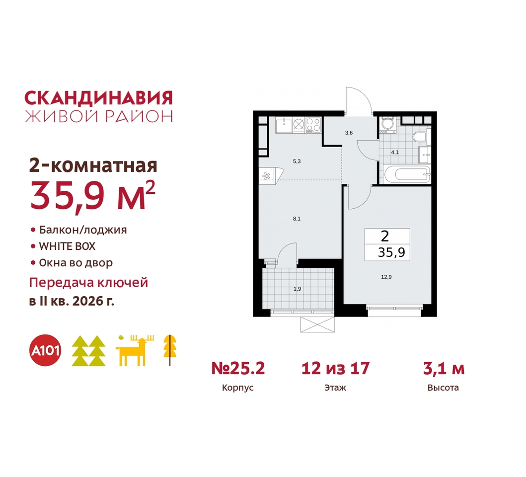 квартира г Москва п Сосенское жилой район «Скандинавия» б-р Скандинавский 25/2 Сосенское, Бутово фото 1