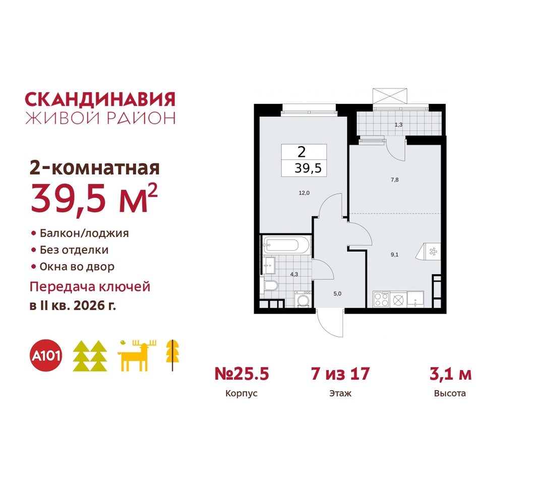 квартира г Москва п Сосенское жилой район «Скандинавия» б-р Скандинавский 25/5 Сосенское, Бутово фото 1