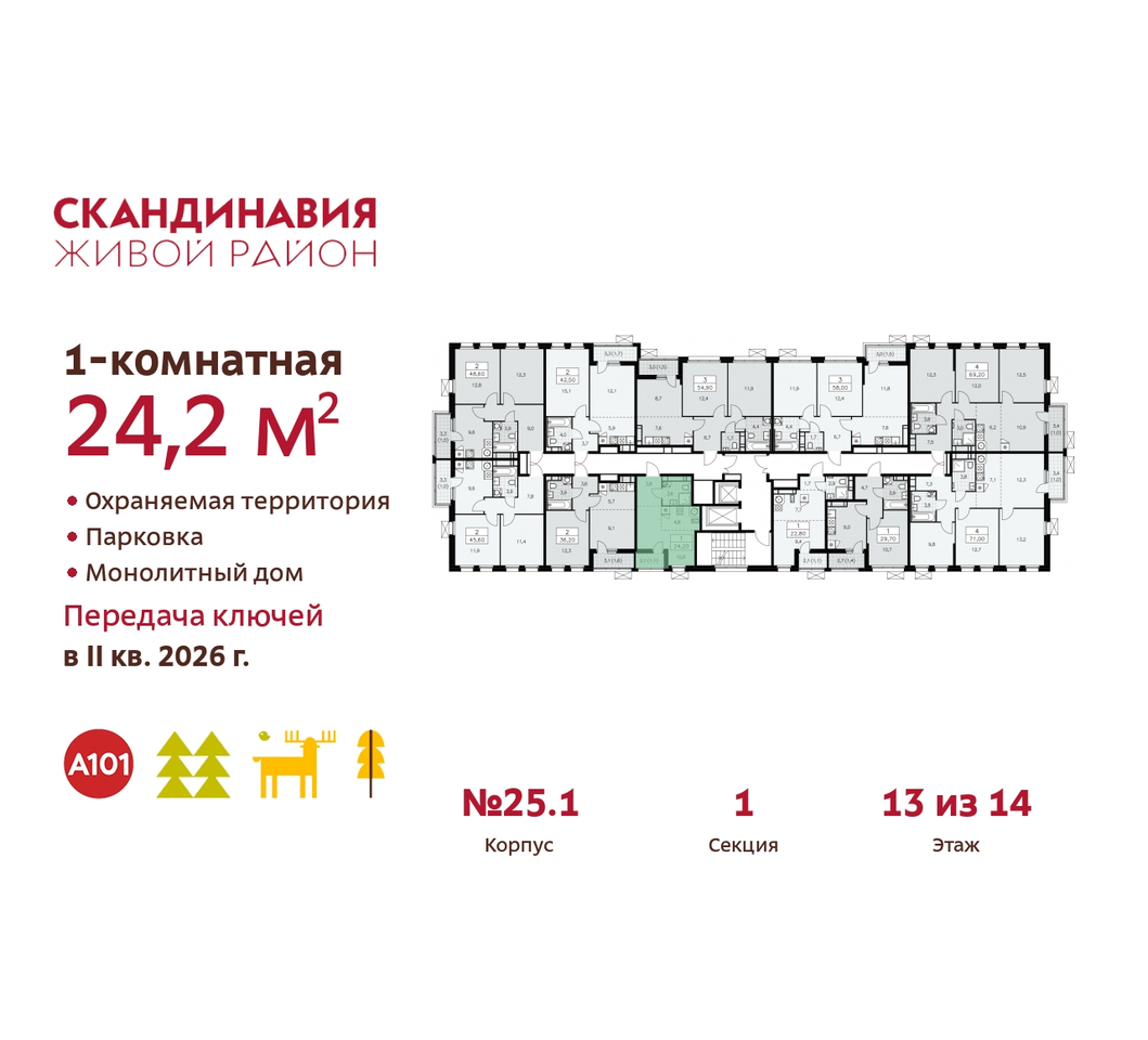 квартира г Москва п Сосенское жилой район «Скандинавия» б-р Скандинавский 25/1 Сосенское, Бутово фото 2