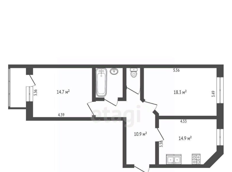 квартира г Калуга р-н Московский ул Гурьянова 18к/2 фото 2