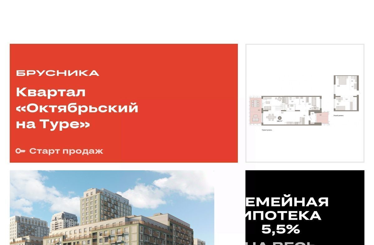 квартира г Тюмень р-н Калининский ЖК «Октябрьский на Туре» фото 1