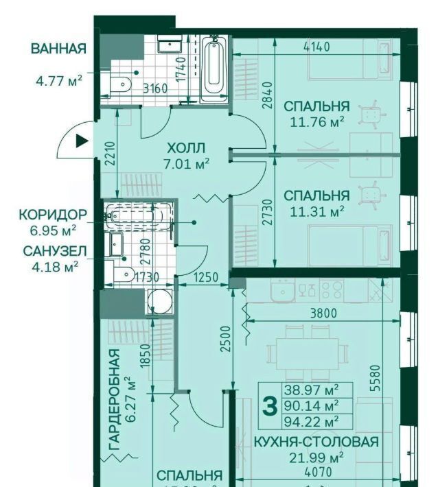 квартира г Санкт-Петербург метро Новочеркасская ул Магнитогорская фото 1
