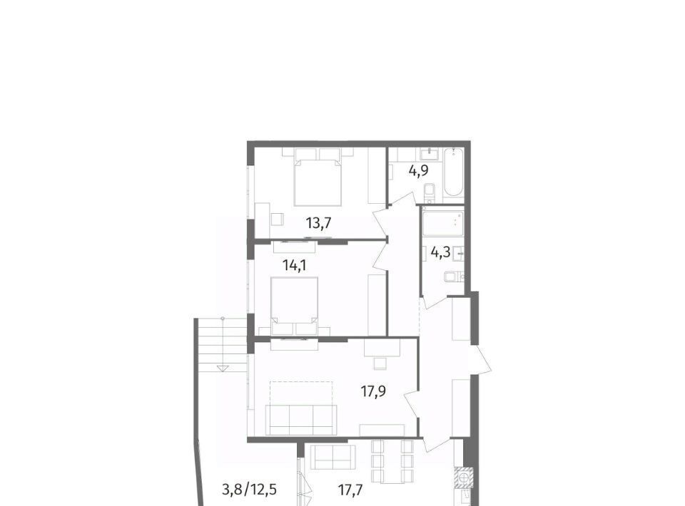 квартира г Калининград р-н Центральный ул Маршала Борзова 109 фото 3