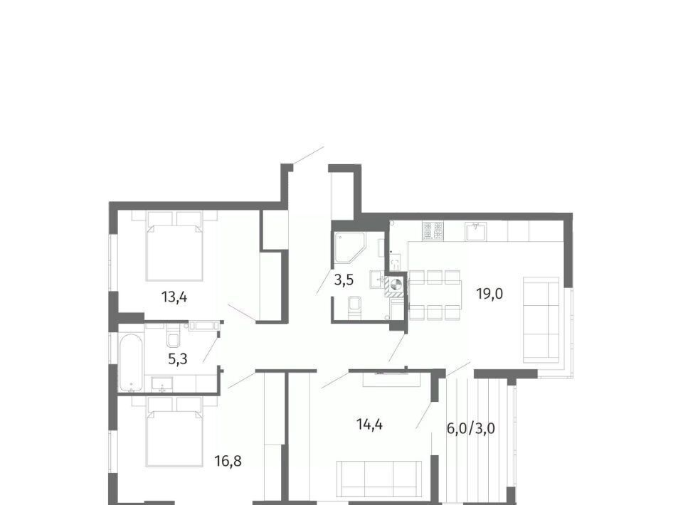 квартира г Калининград р-н Центральный ул Маршала Борзова 107 фото 3