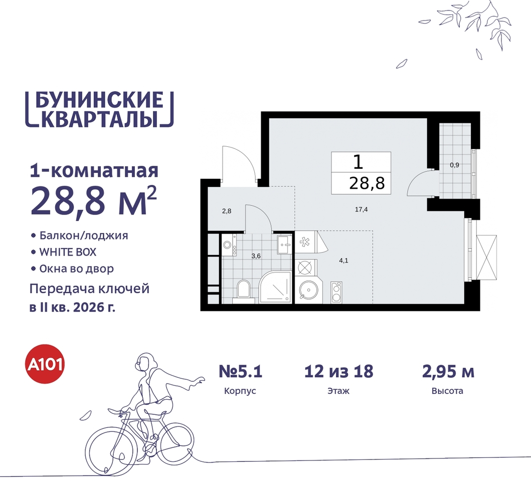 квартира г Москва п Сосенское ЖК Бунинские Кварталы метро Улица Горчакова метро Коммунарка пр-кт Куприна 2 Сосенское, Ольховая, Бунинская аллея фото 1