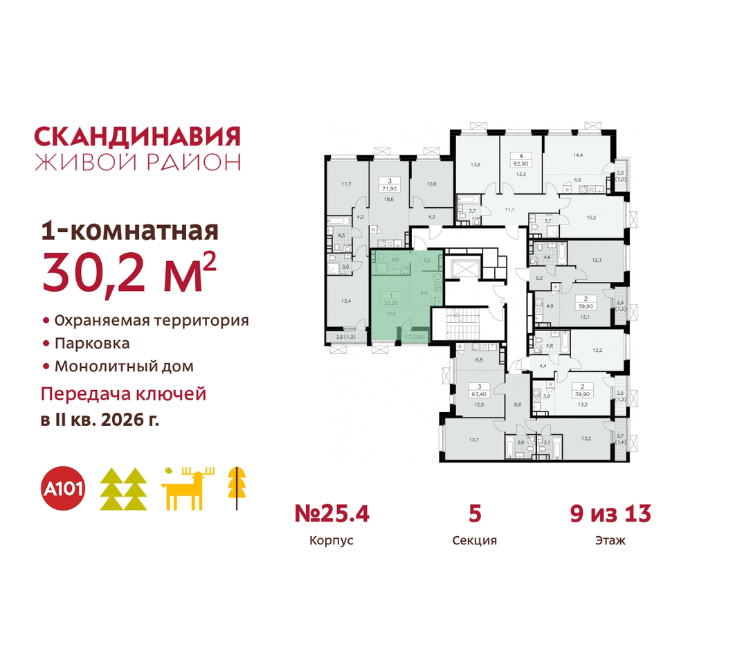 квартира г Москва п Сосенское жилой район «Скандинавия» б-р Скандинавский 25/4 Сосенское, Бутово фото 2