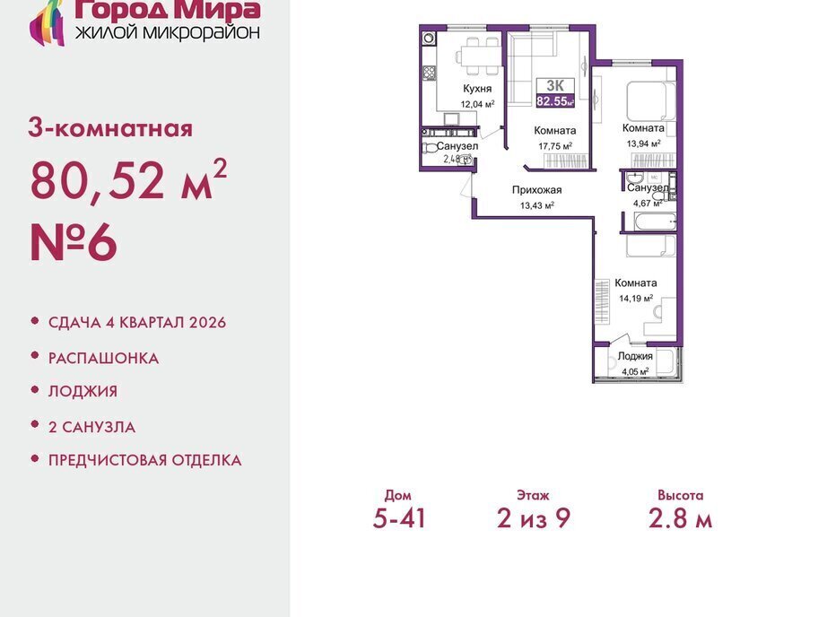 квартира г Симферополь р-н Центральный микрорайон «Город Мира» фото 1