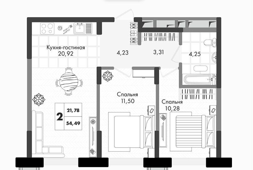 квартира г Краснодар р-н Прикубанский ул им. генерала Брусилова 1/3 д. 5 фото 4