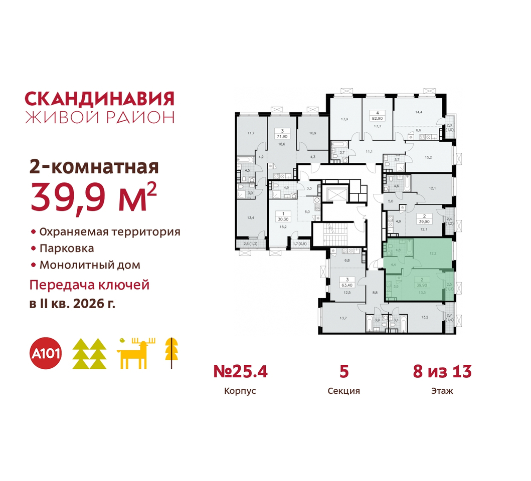 квартира г Москва п Сосенское жилой район «Скандинавия» б-р Скандинавский 25/4 Сосенское, Бутово фото 2