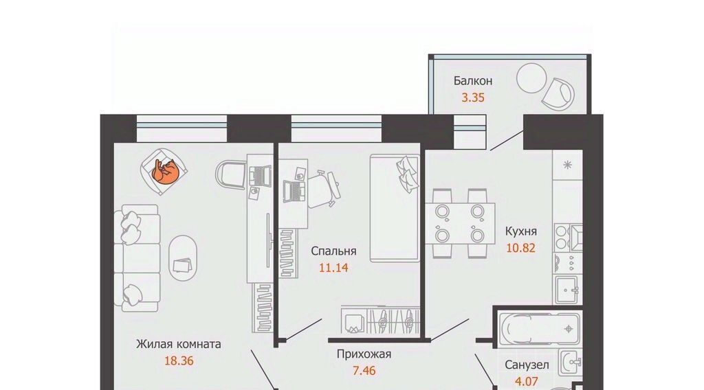 квартира г Ульяновск р-н Заволжский Новый Город ЖК «Центрополис 2.0» Центральный кв-л фото 1