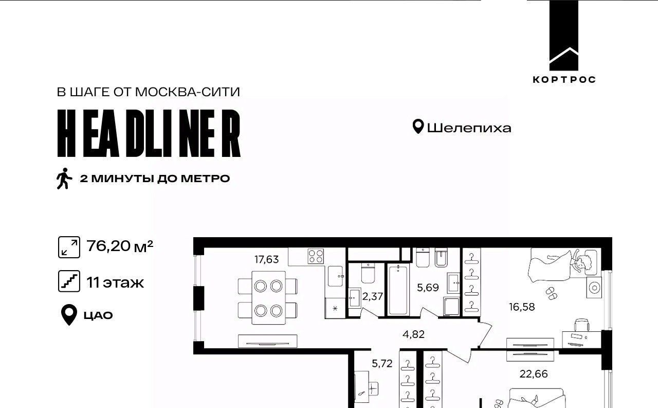 квартира г Москва метро Шелепиха проезд Шмитовский 39к/9 фото 1