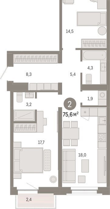 квартира г Тюмень ул Мысовская 26к/2 фото 2