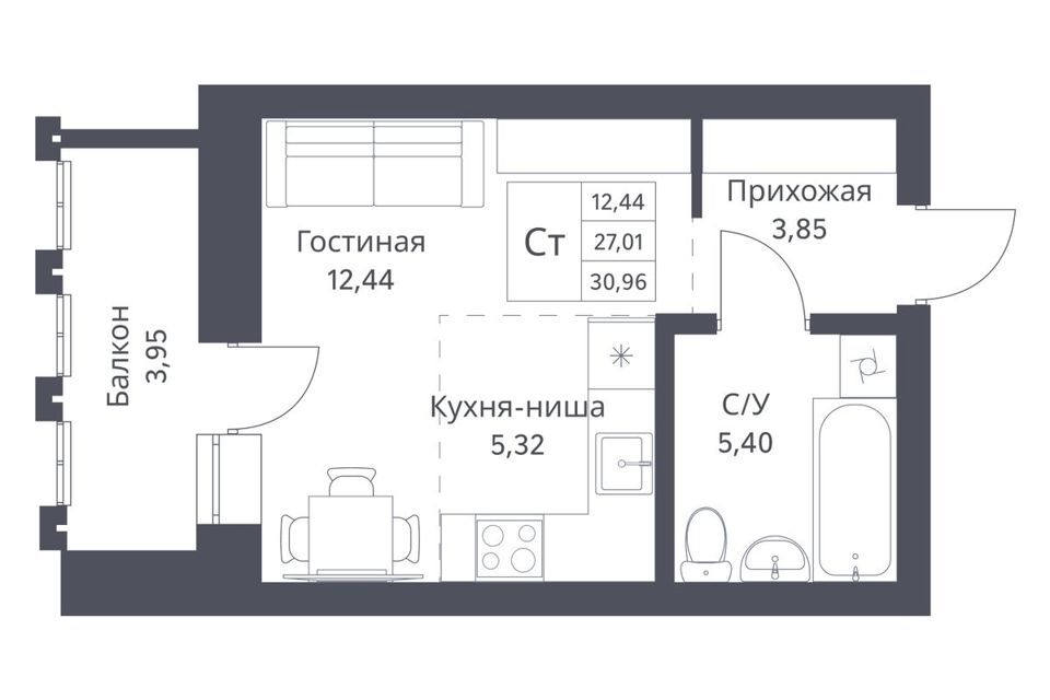 квартира г Новосибирск ул Фадеева 1 Новосибирск городской округ фото 1