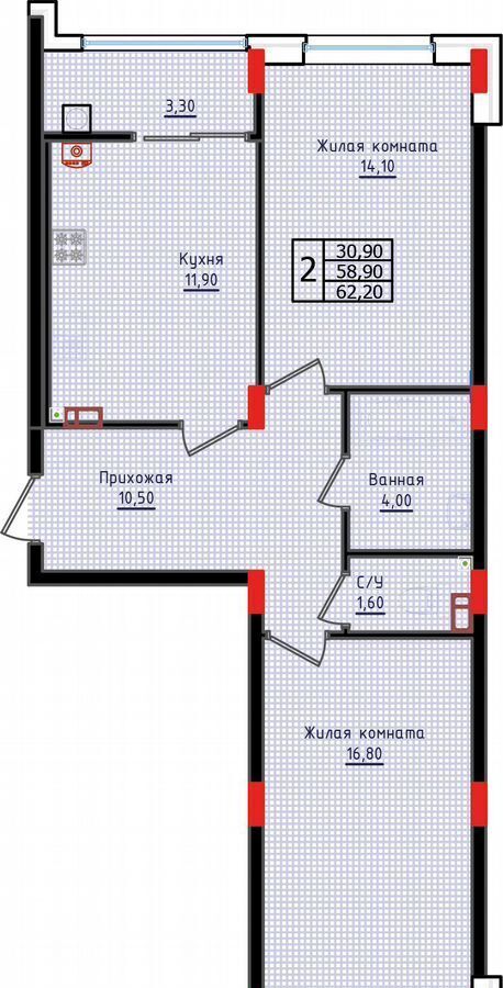 квартира г Ставрополь р-н Промышленный ул Алексея Яковлева 6 фото 2