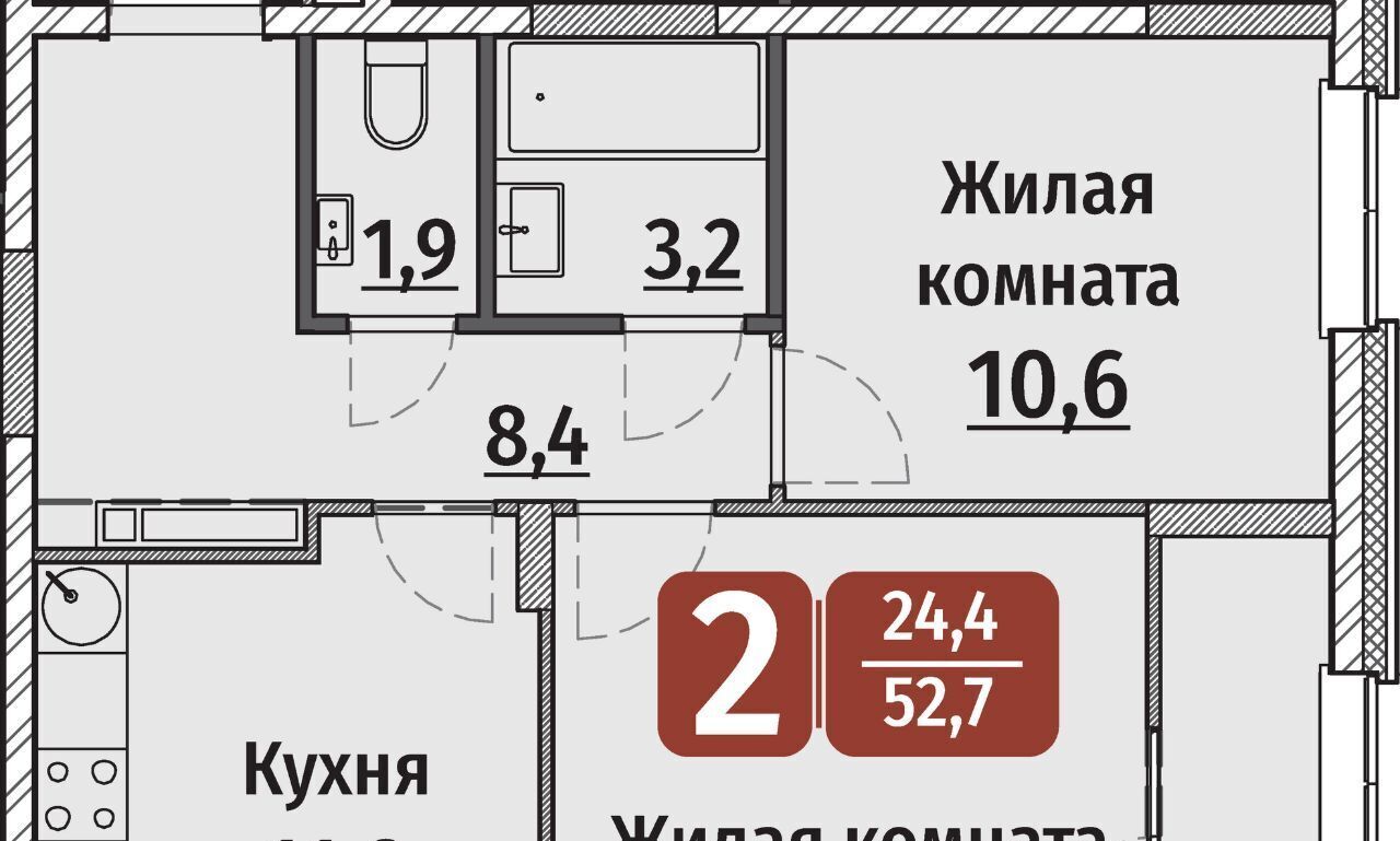 квартира г Чебоксары р-н Калининский ул Энергетиков поз 6 фото 1