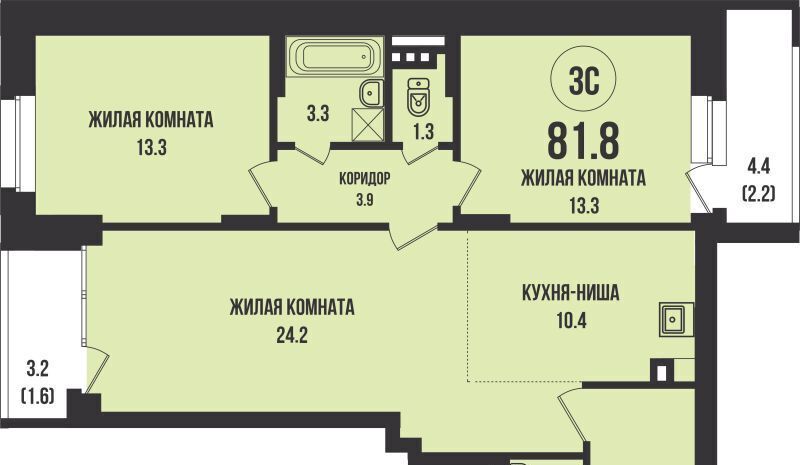 квартира г Новосибирск Заельцовская Династия жилой комплекс, 902 фото 1