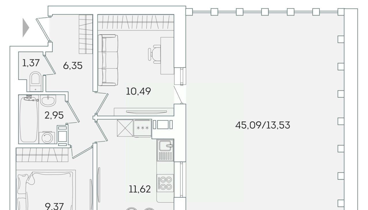 квартира р-н Всеволожский г Мурино ул Графская 6к/3 Девяткино фото 1