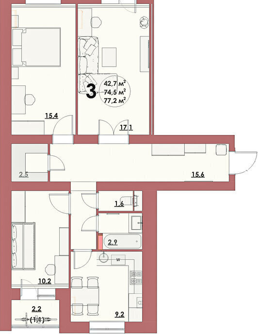 квартира г Волжский 38-й микрорайон жилой комплекс Династия Парковый фото 2