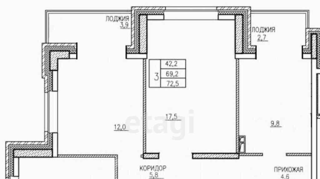 квартира г Владивосток р-н Ленинский 71-й микрорайон ул Ватутина 4ж фото 2