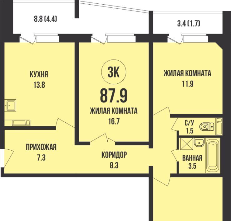квартира г Новосибирск Заельцовская ул имени генерал-майора Рожкина А.Н. 10 фото 1