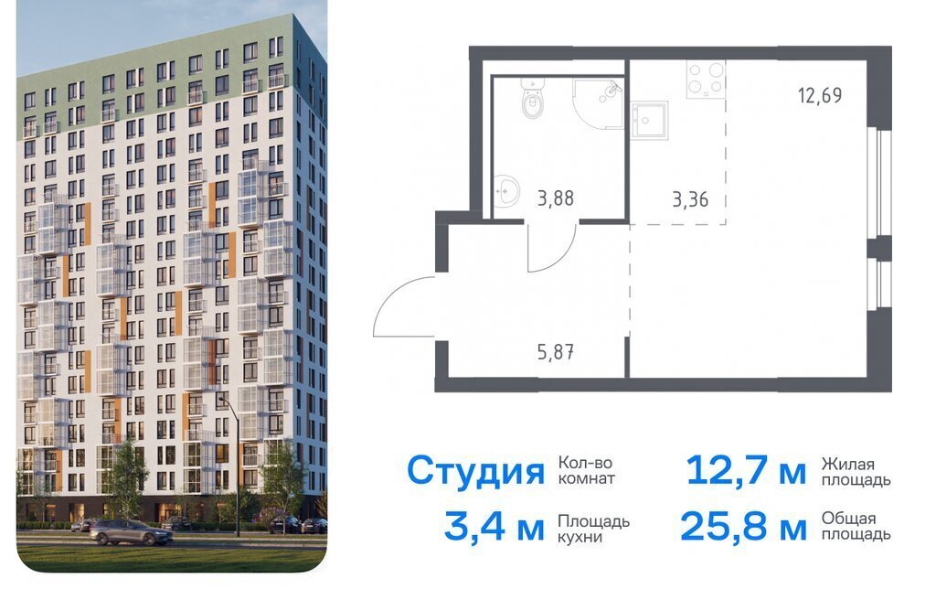 квартира р-н Всеволожский д Новосаратовка ЖК «Невская Долина» 1/3 Пролетарская фото 1