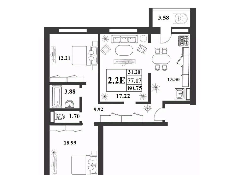 квартира г Великий Новгород 2-й кв-л фото 1