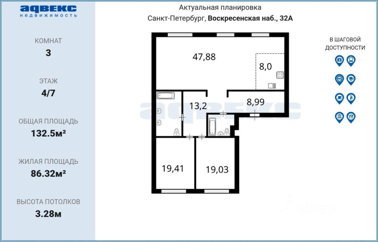 квартира г Санкт-Петербург п Шушары Центральный район наб Воскресенская 32 пер Клубный дом «Приоритет», Ленинградская область фото 2