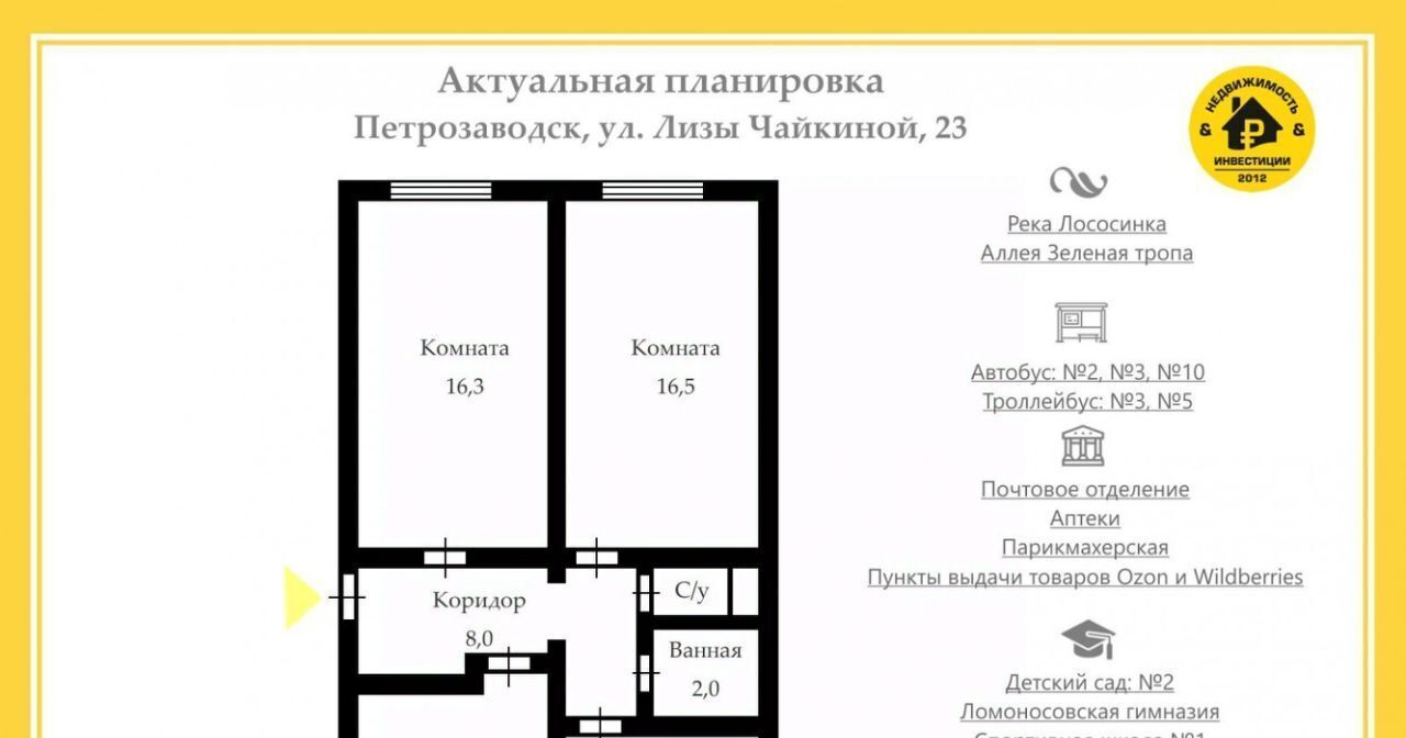 квартира г Петрозаводск ул Лизы Чайкиной 23 фото 2