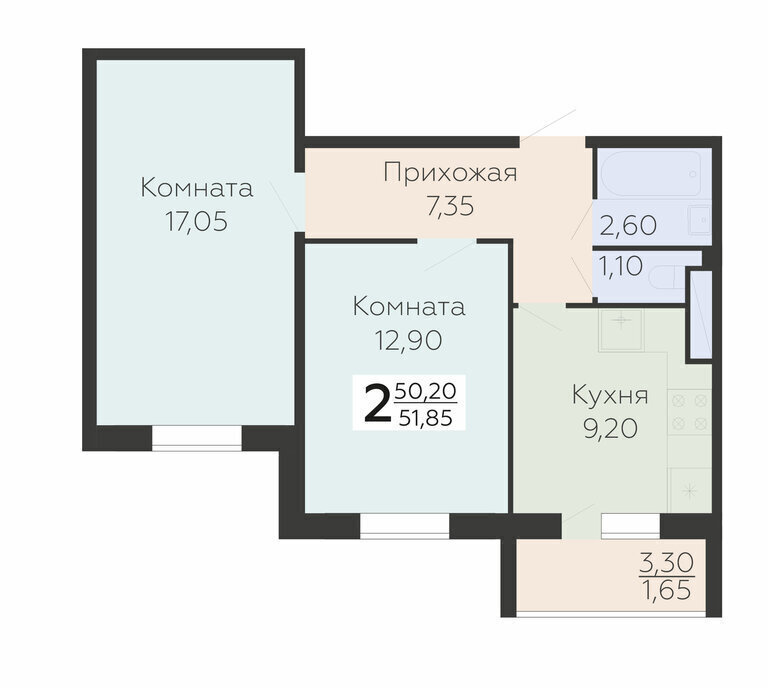 квартира г Всеволожск Южный ЖК Радужный Улица Дыбенко фото 1