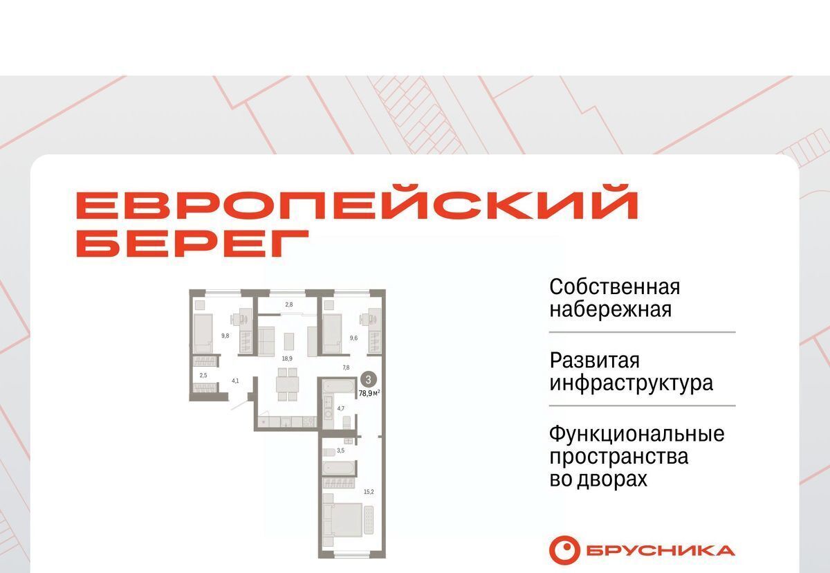квартира г Новосибирск р-н Октябрьский ул Большевистская микрорайон «Евроберег» с 49 фото 1