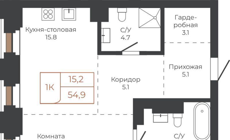 квартира г Барнаул р-н Центральный пл им В.Н.Баварина 8к/2 фото 1