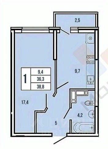 квартира г Краснодар р-н Прикубанский ул Командорская 9/2 фото 9